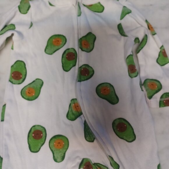 Old Navy Avocado Baby Feeted Pajamas 0-3 Months White Green - Picture 2 of 6